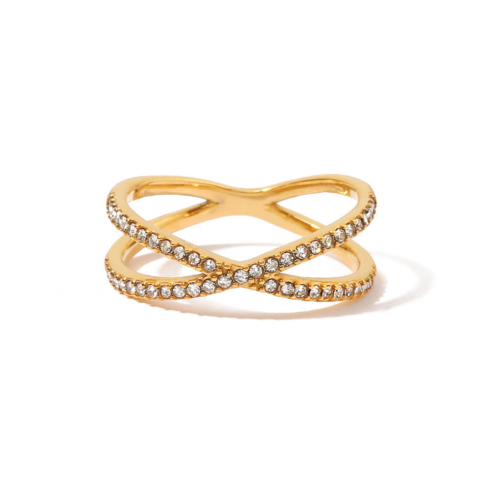 Nia Gold Diamond Cross Ring