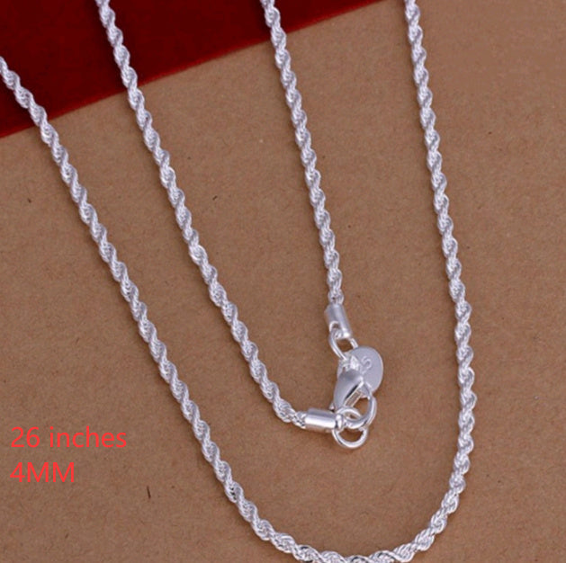 Silver-plated 2MM twisted rope twist necklace