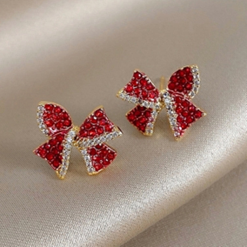 Silver Needle Full Diamond Love Earrings Korean Fashion Temperament