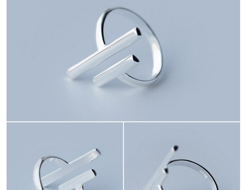 S925 Silver Ring Female Personality Line