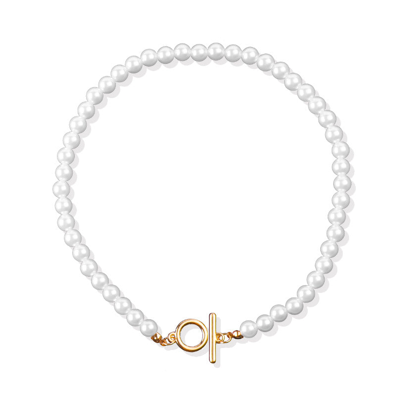 Ot Buckle Drop Ball Pearl Retro Necklace Women