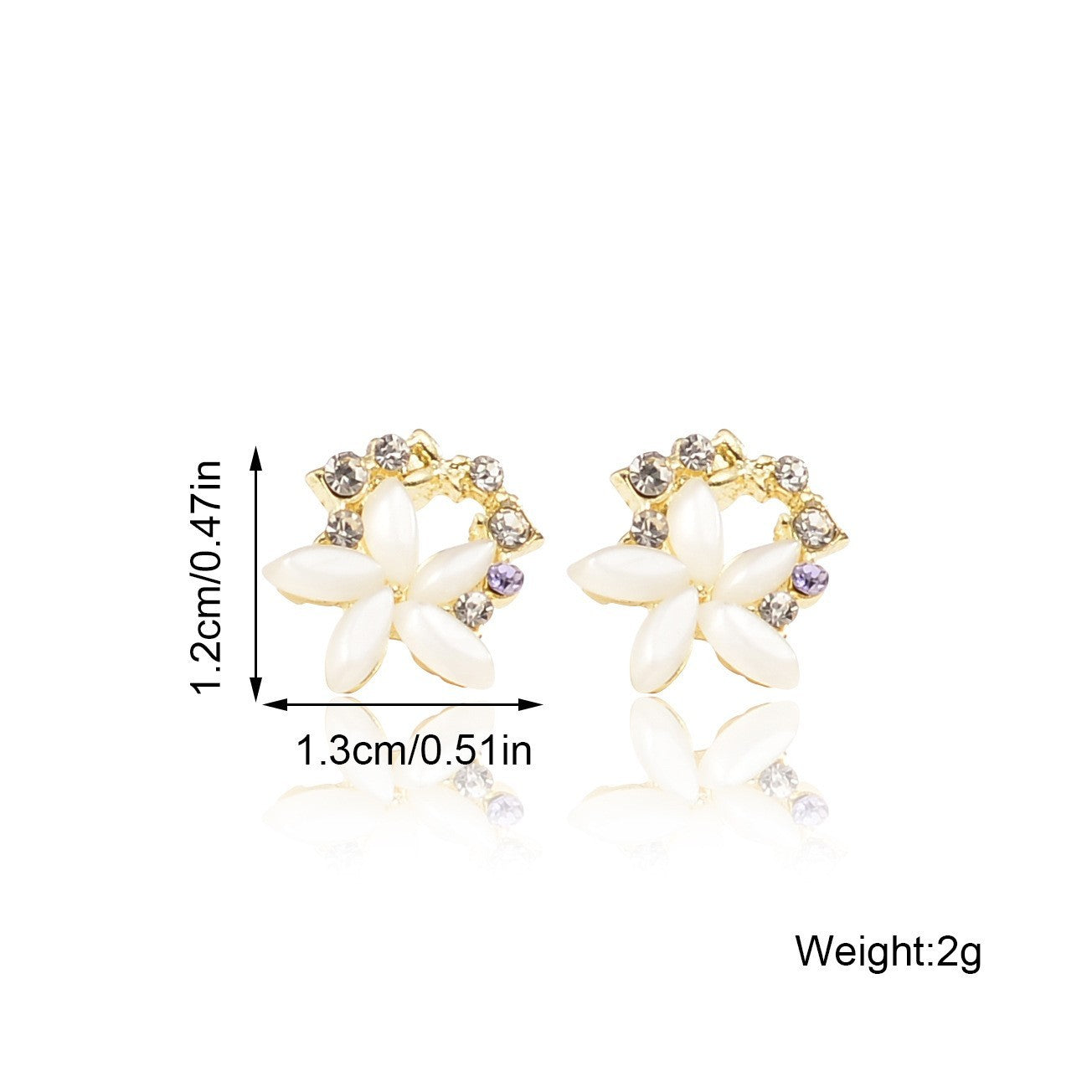 Girl Heart Zircon Flower Earrings Female Japanese Korean Sweet Fashion Cat Eye Stone Earrings Exquisite Small And Versatile Earrings