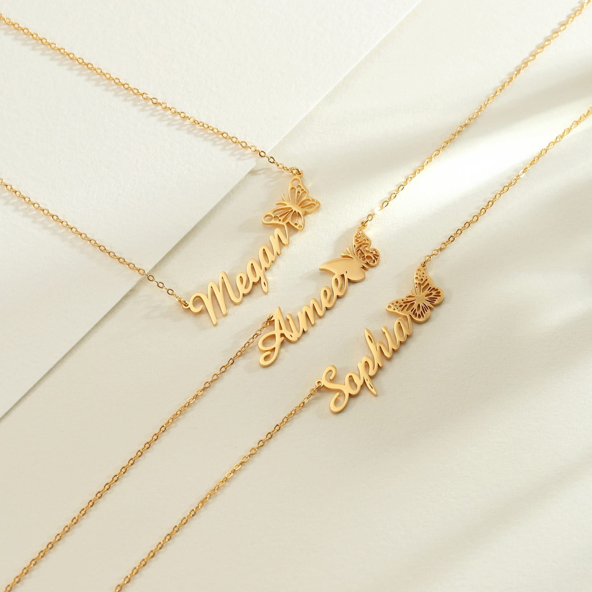 Customized Name Butterfly Necklace For Women Personalized English Letters