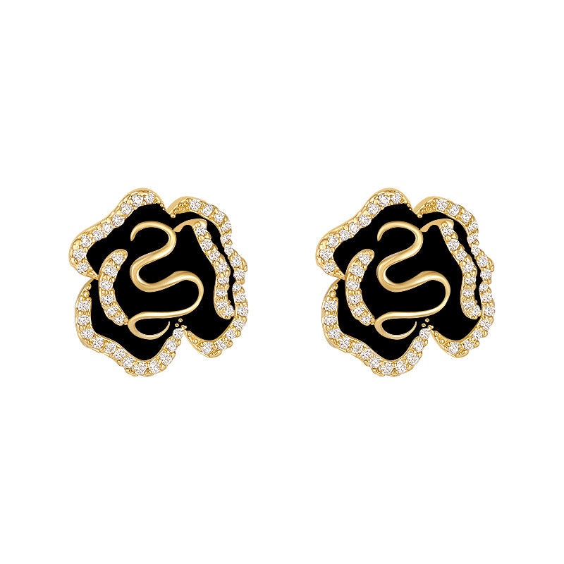 Special-interest Design High-grade Sterling Silver Camellia Stud Earrings For Women