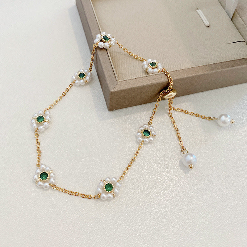 High Sense Non-mainstream Style Pearl Bracelet All-match Fashion Emerald