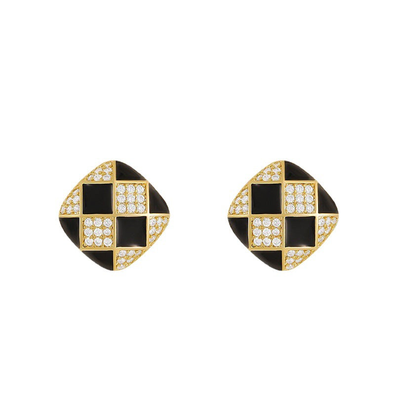 Women's Chessboard Plaid Stud Earrings