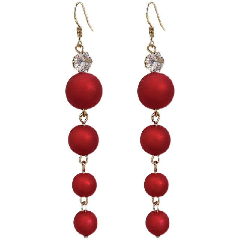 Women's Elegant Pearl Earrings Long Tassel