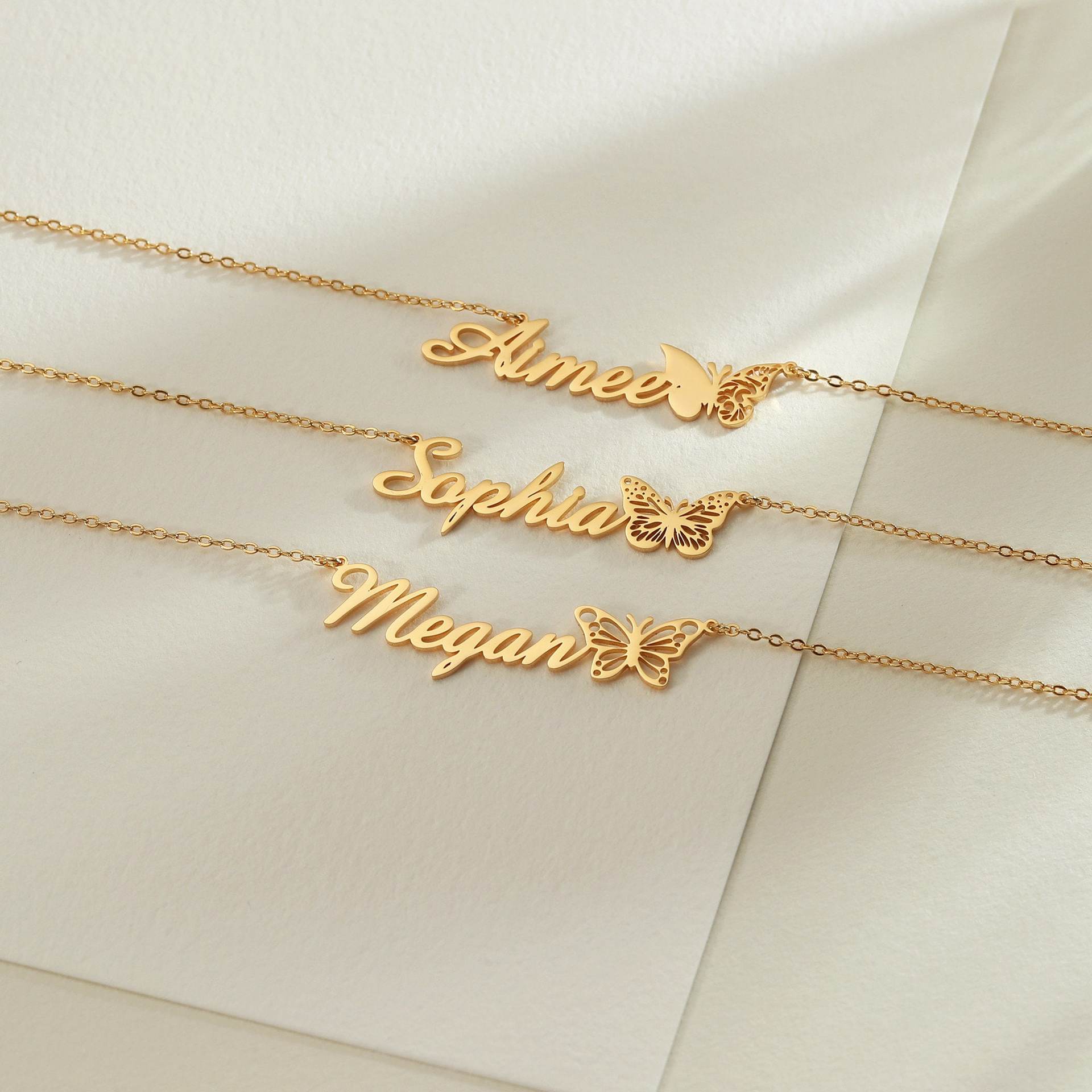 Customized Name Butterfly Necklace For Women Personalized English Letters