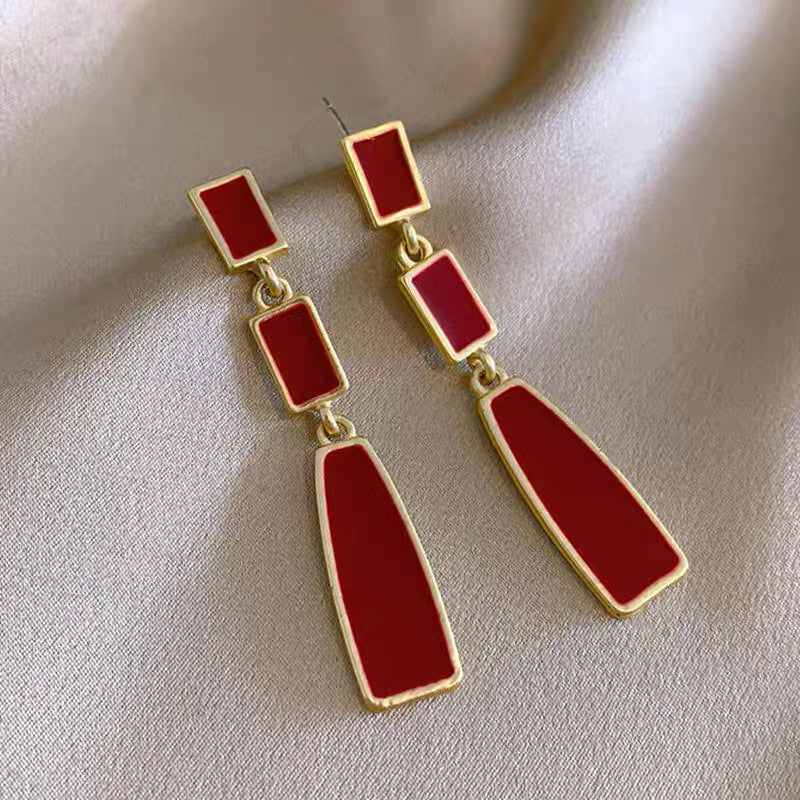 Simple Geometric Dripping Long Fringe Earrings Women