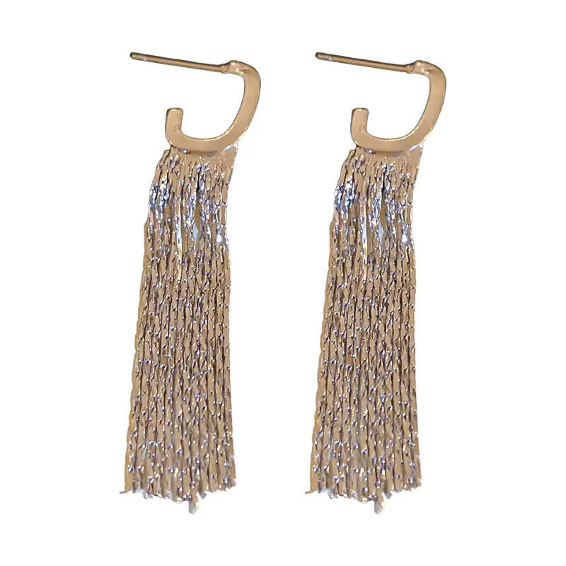 Golden Long Geometric Tassel Earrings Exaggerated New