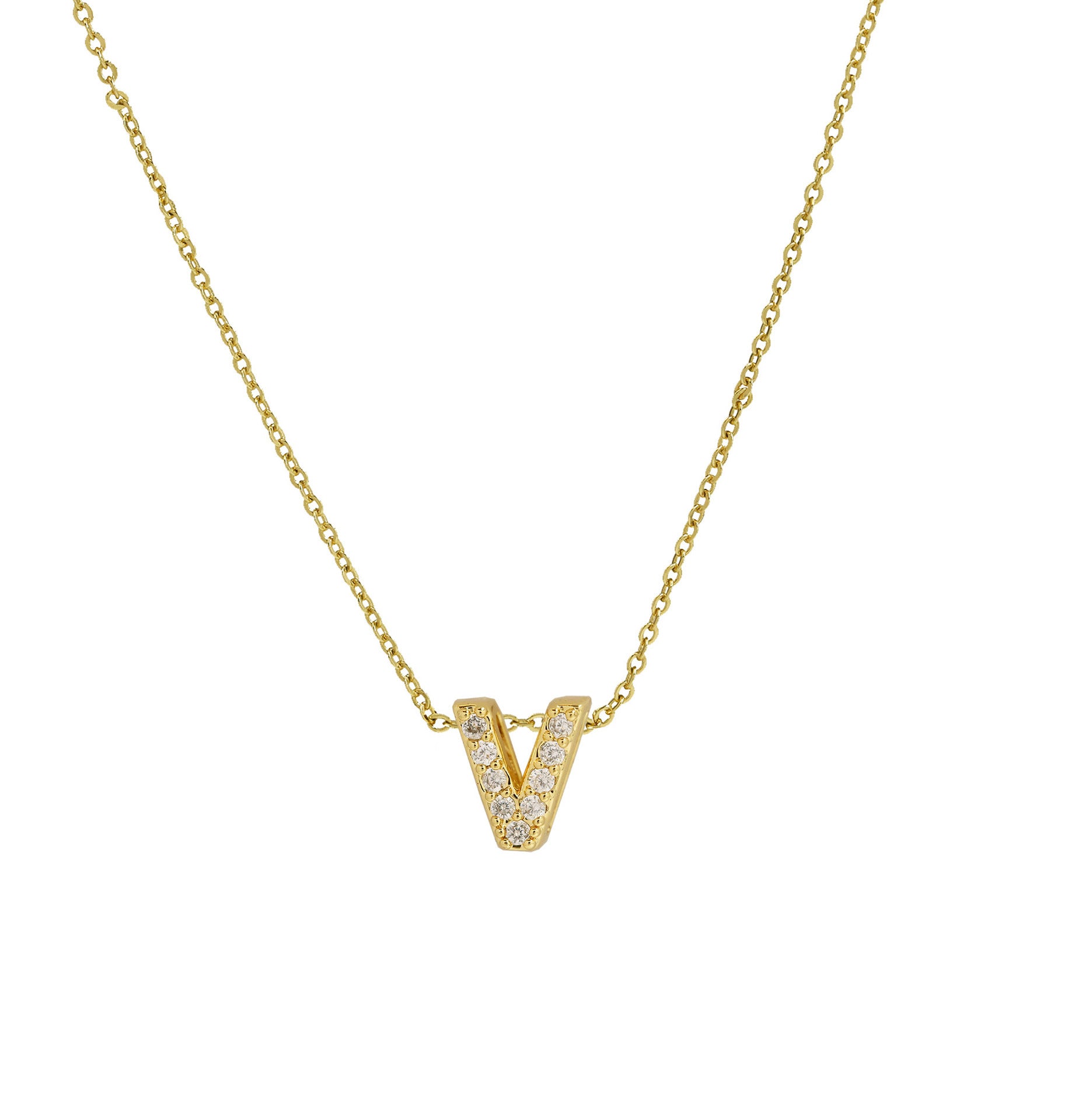 Gold Micro Inlaid With Diamond All-match Classic 26 English Letters Necklace Pendant