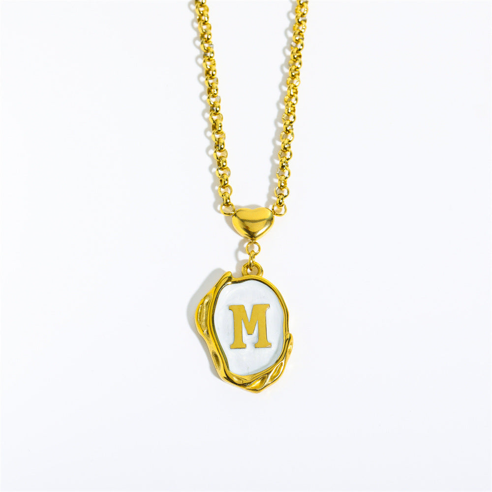 Titanium Steel Letter Drop Oil Three-dimensional Necklace