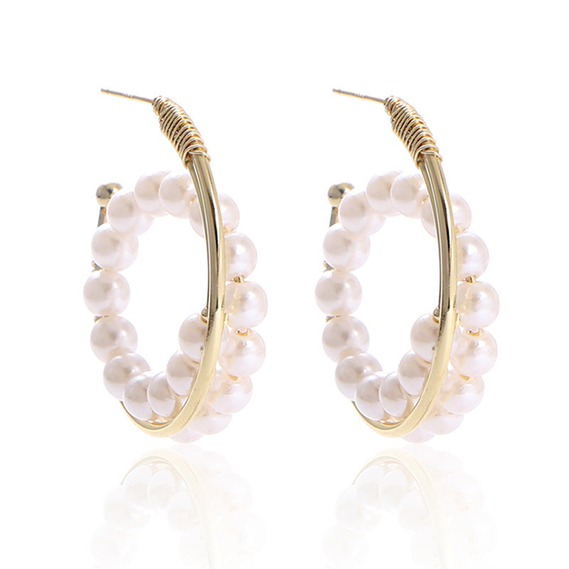 Korean Style C-shaped Golden Cold Wind Earrings