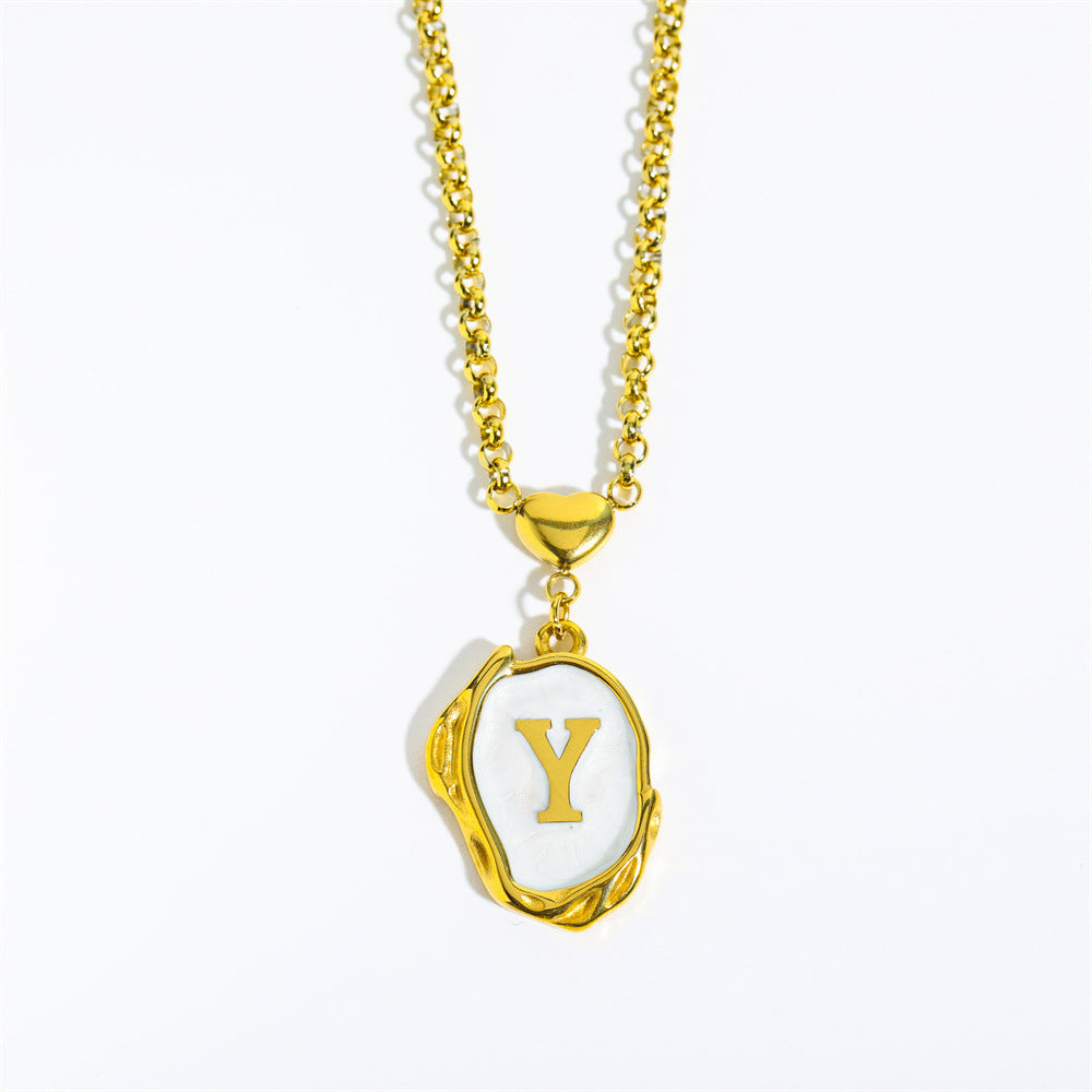 Titanium Steel Letter Drop Oil Three-dimensional Necklace