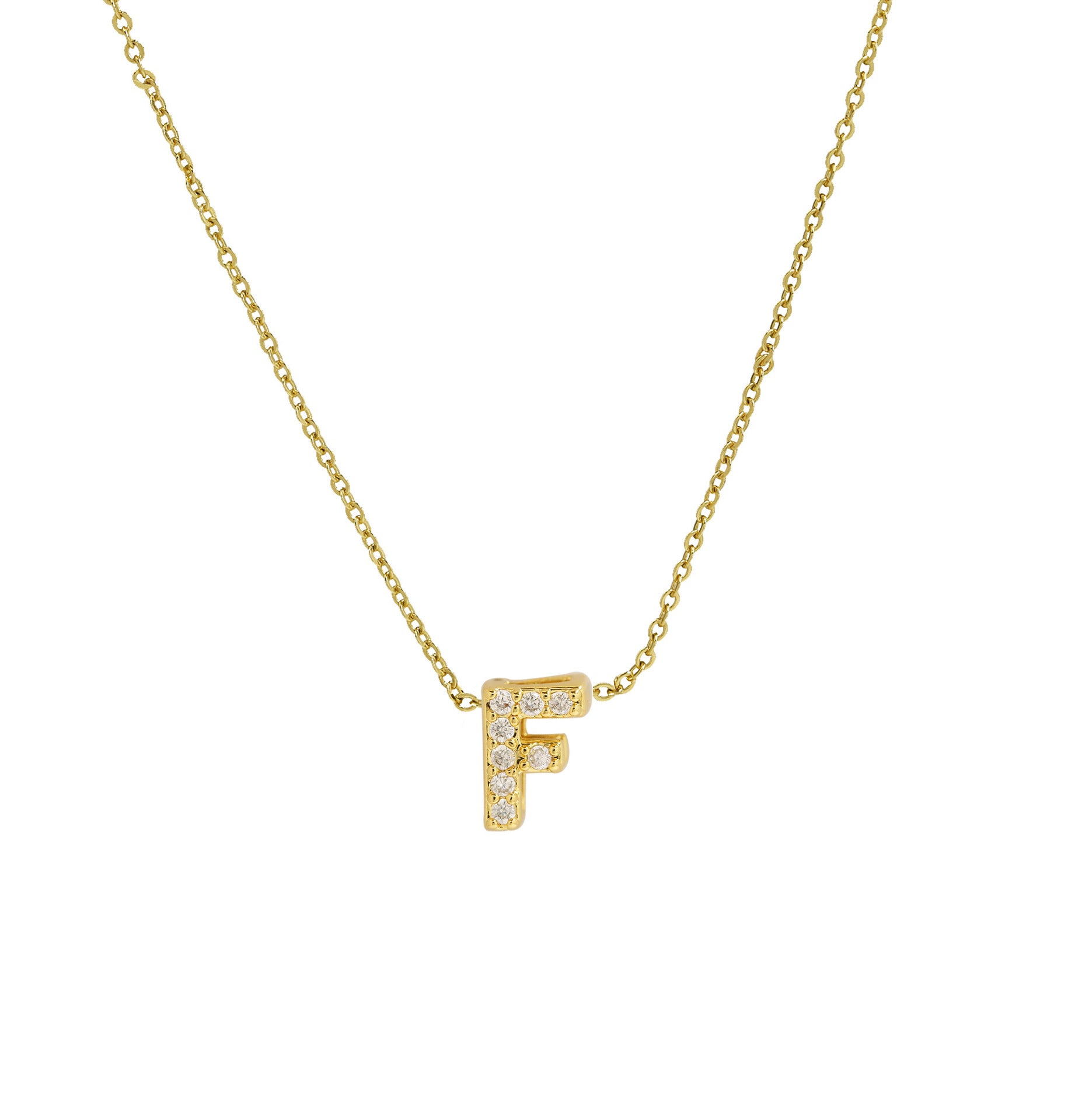 Gold Micro Inlaid With Diamond All-match Classic 26 English Letters Necklace Pendant