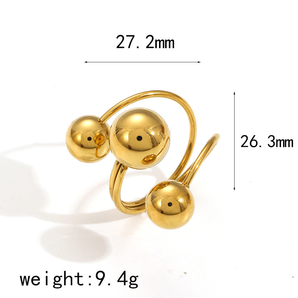 Round Ball Line Titanium Steel Ring Female Fashion