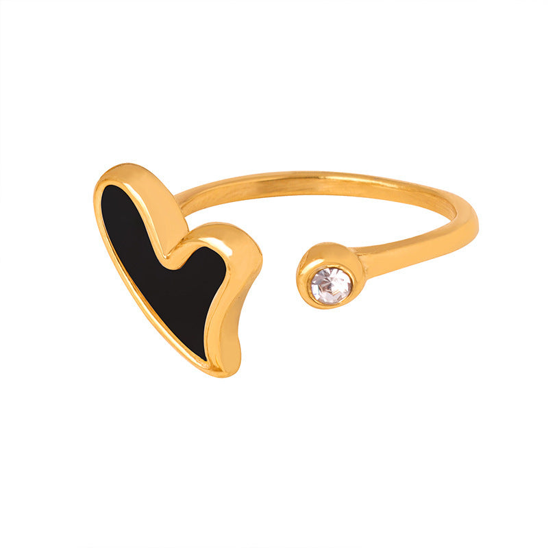 Zircon Color Shell Inlaid Titanium Steel Gold-plated Ring