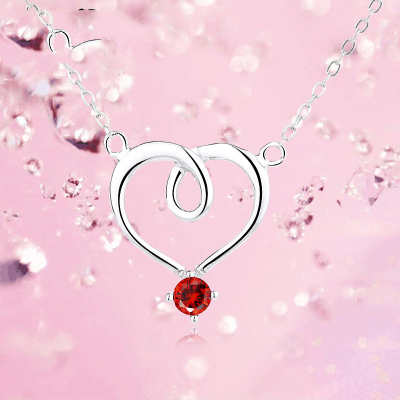 Heart-shaped Red Diamond Clavicle Chain