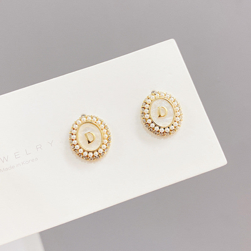 Pearl S925 Silver Needle Stud Earrings Korean Temperament Earrings