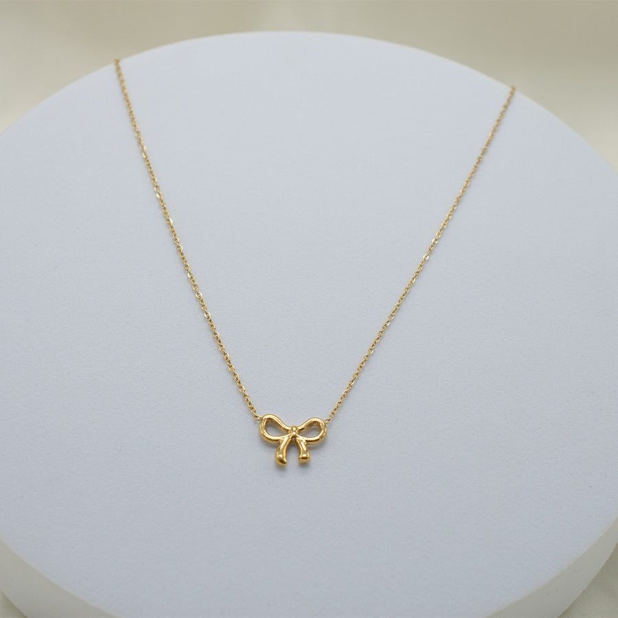 Simple Cute Bow Color-preserving Clavicle Pendant Necklace