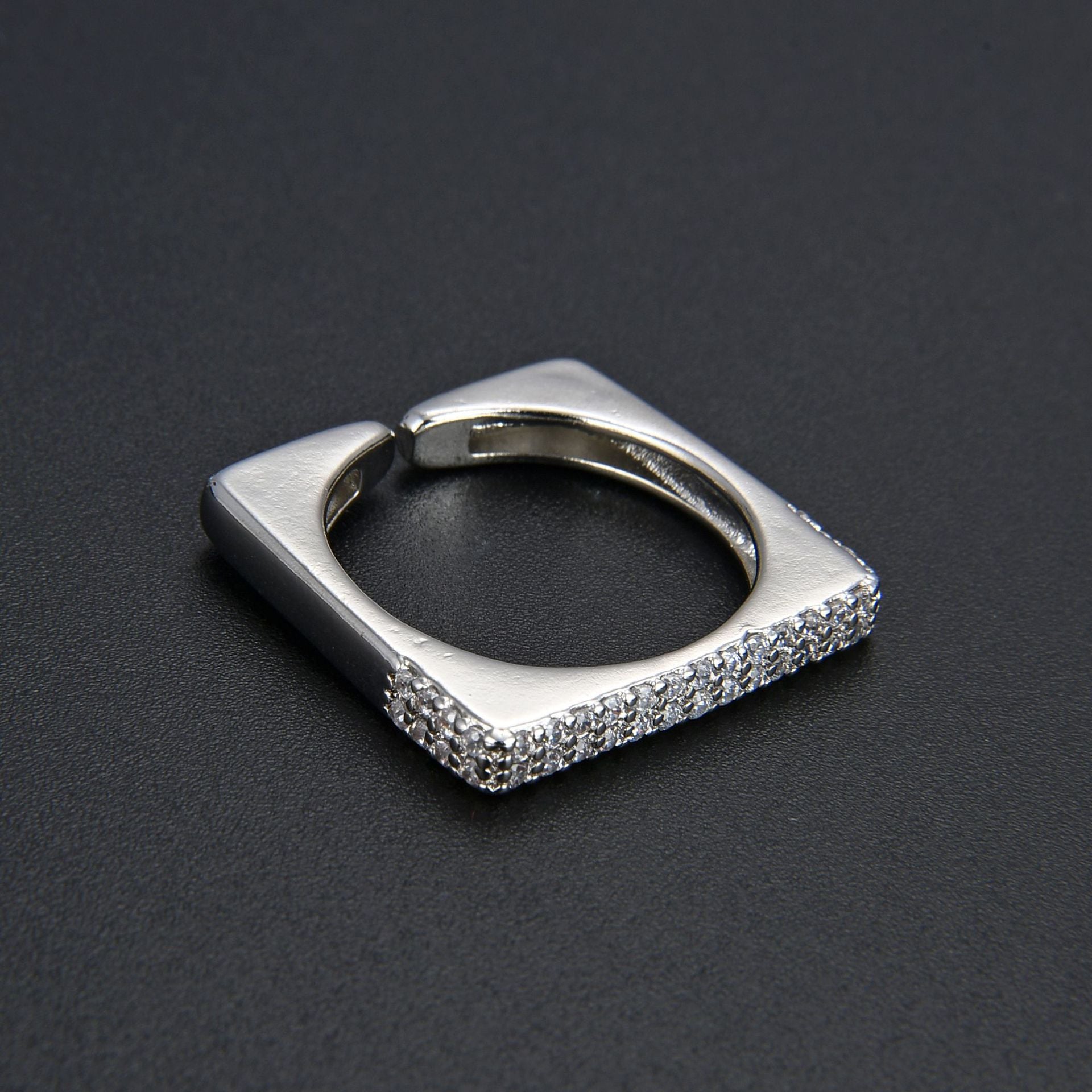 Simple Rhinestone CZ Zircon Square Ring