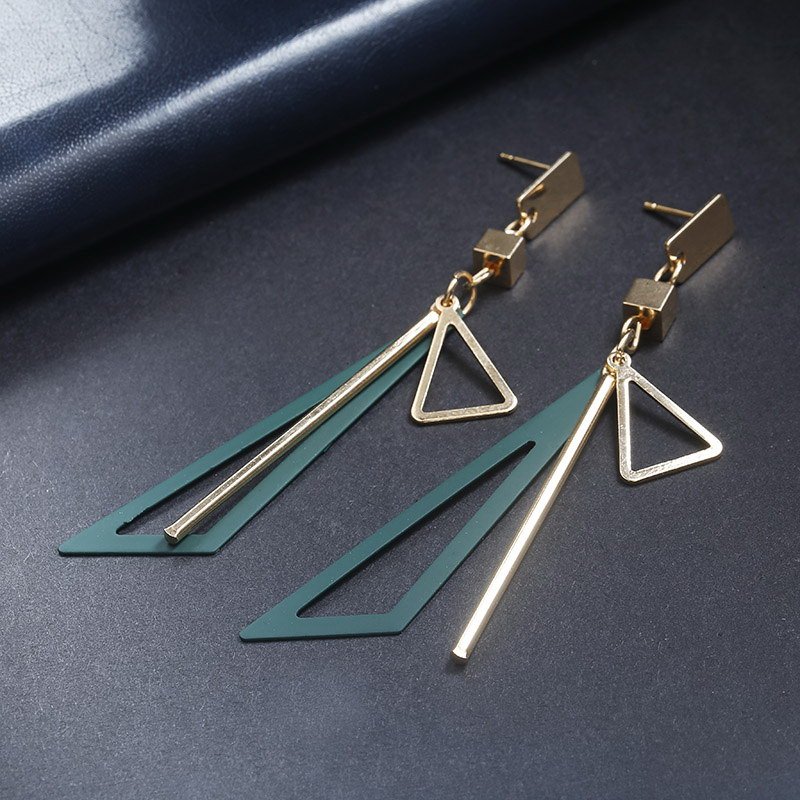 Korean Long Statement Geometric Triangle Tassel Dangle Drop Earrings For Women Earrings Fashion Jewelry Oorbellen Brincos