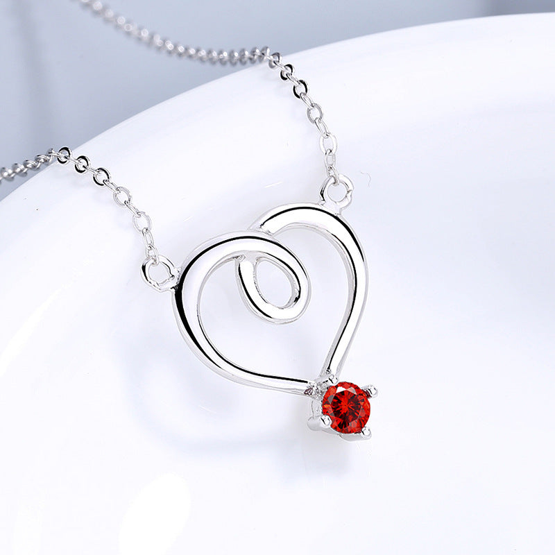 Heart-shaped Red Diamond Clavicle Chain