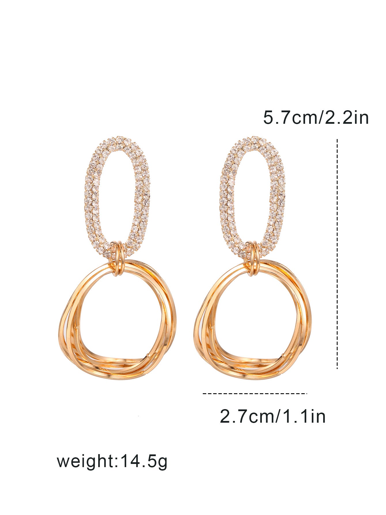 Korean Geometric Design Earrings, Oval Hollow Metal Irregular Circular Earrings, Fashionable And Versatile Earrings