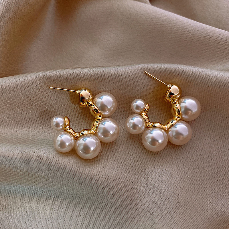 Korean Port Style Retro Hepburn Temperament Simple Pearl Earrings