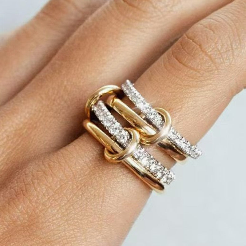 Stacked Cubic Zirconia Ring Gold Plated