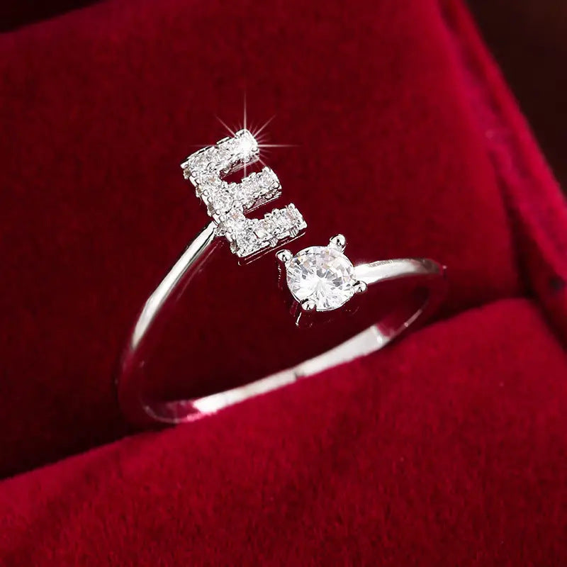 26 English Letters Micro Inlaid Zircon Fashion Women's Ring