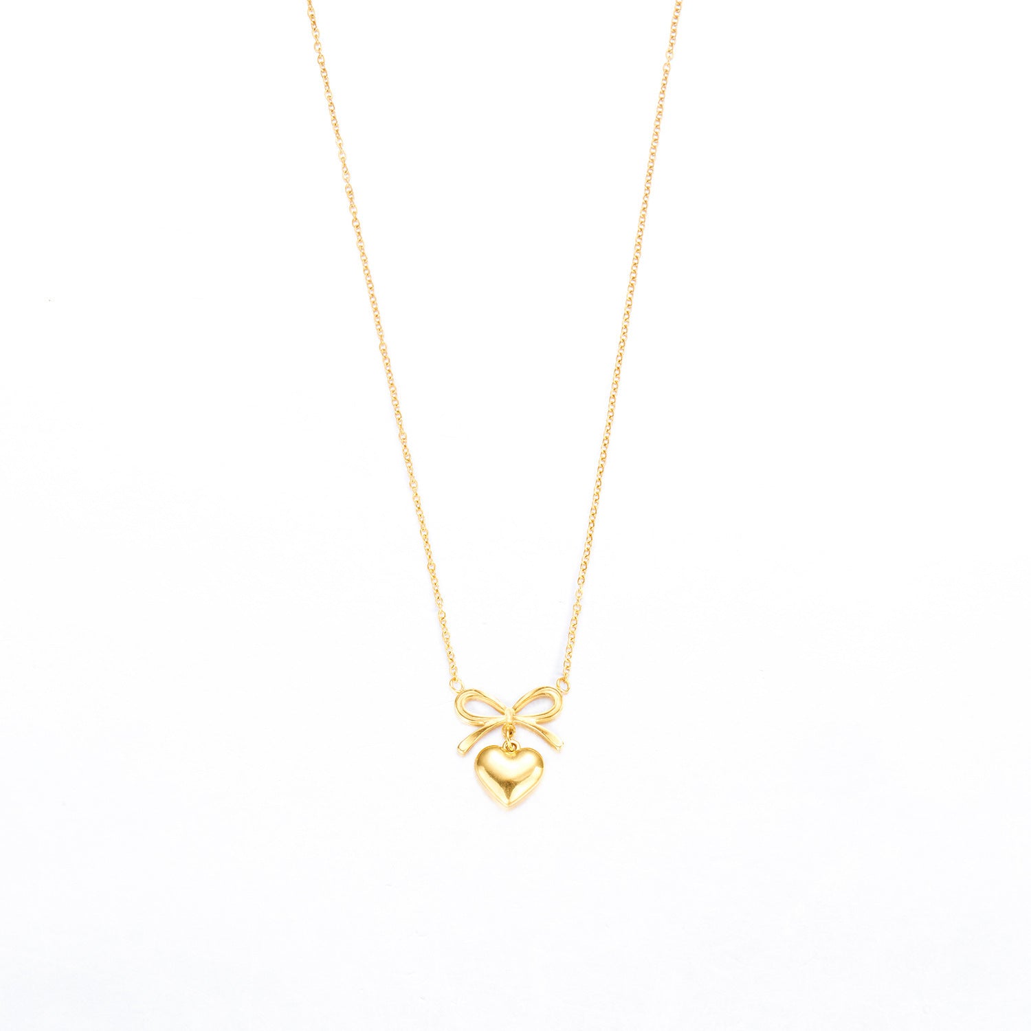 Stainless Steel New Fashion Fine Waterproof Jewelry Love Heart Bowknot Shape Charm Chain Choker Necklaces Pendant For Women Fashion Jewelry