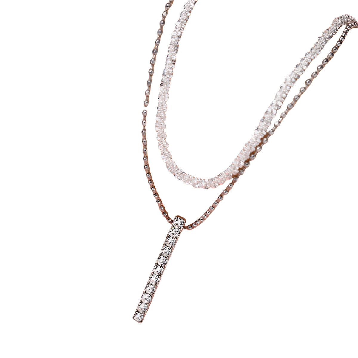 Simple Pendant Double Layer Twin Necklace