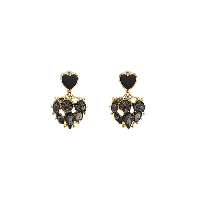 Korean Version Of The Trend Of Simple Temperament Black Love Earrings