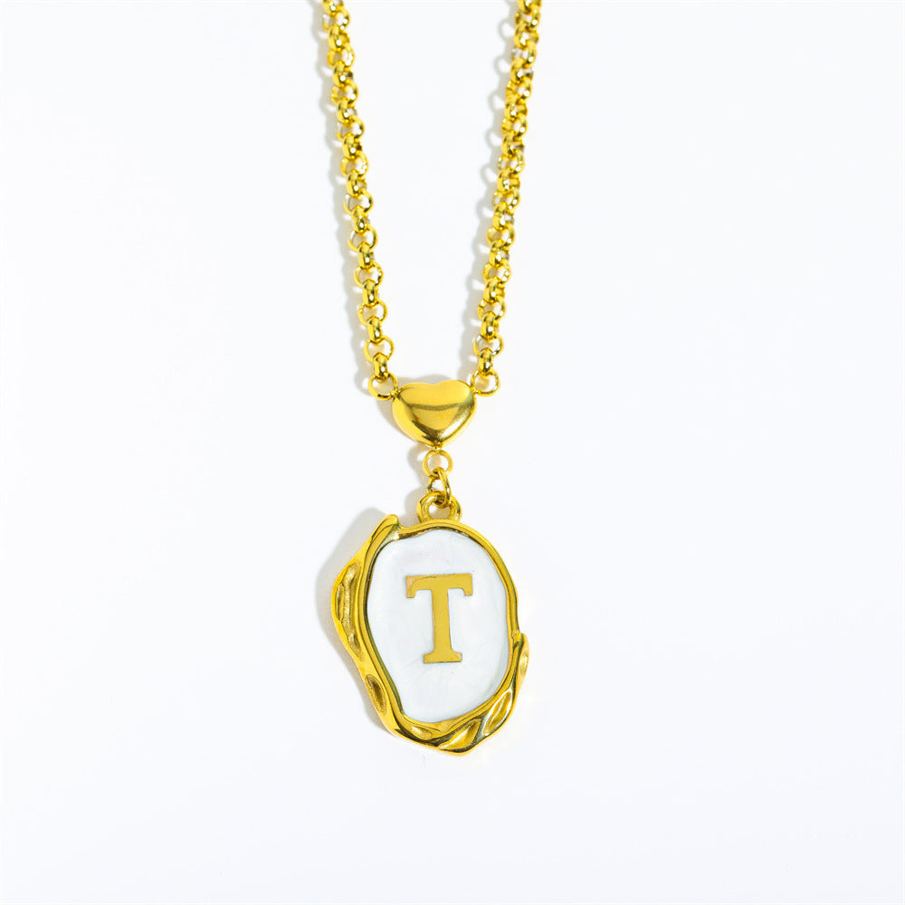 Titanium Steel Letter Drop Oil Three-dimensional Necklace