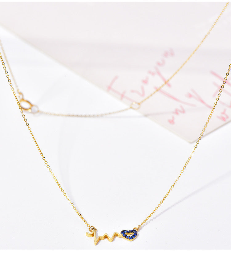 Fashion Heartbeat Wave Love Pendant Clavicle Chain