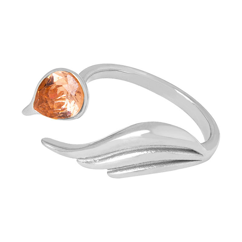 Zircon Color Shell Inlaid Titanium Steel Gold-plated Ring