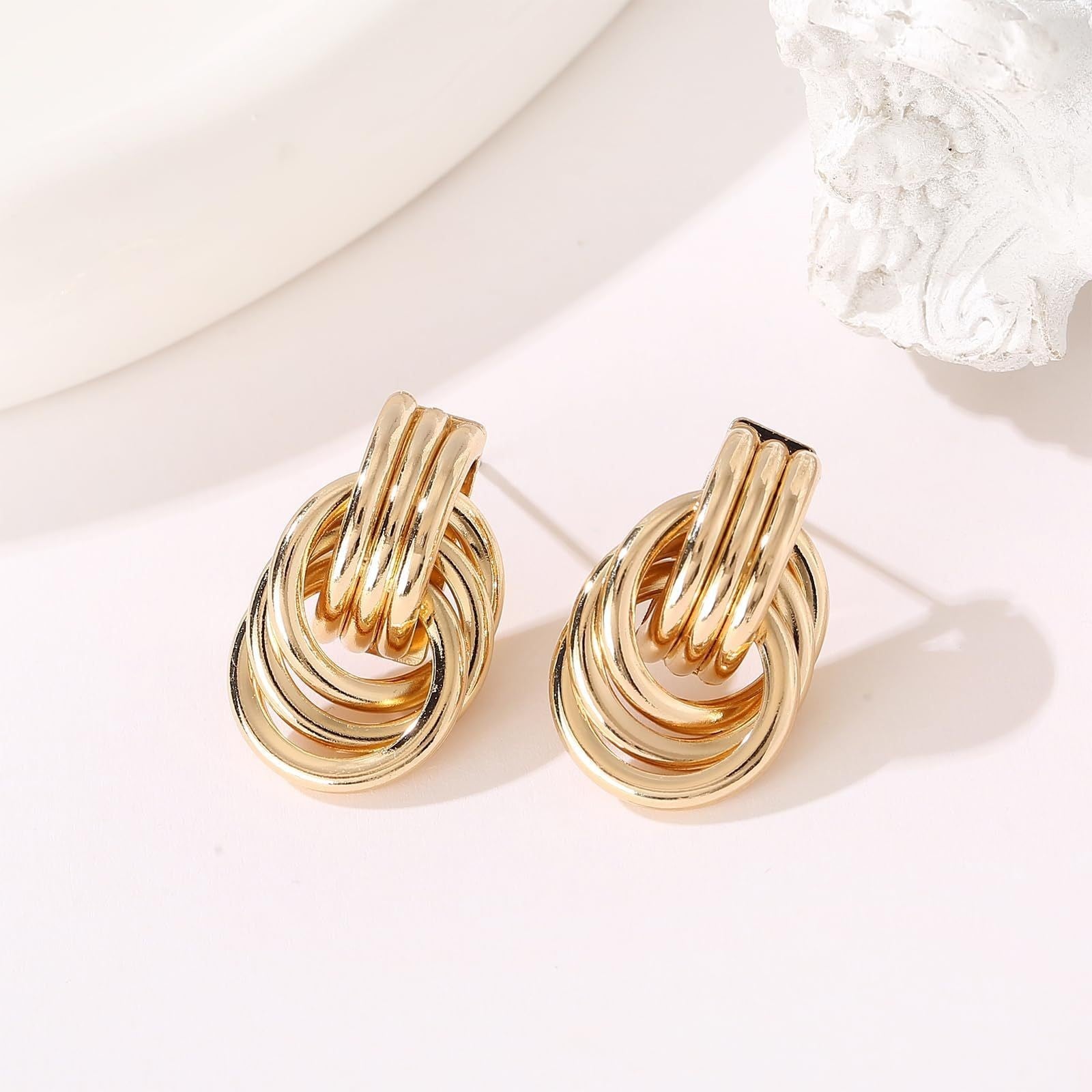 Brass 18K Real Gold Declaration Geometric Earrings