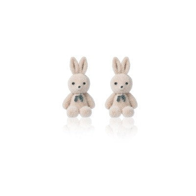 Cute Brown Bear Bunny Flocking Earrings Plush Earrings Women