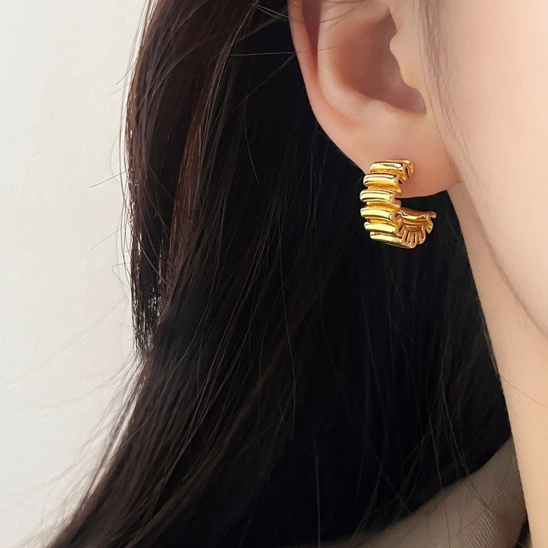 Retro Hong Kong Style Elegant Ear Studs Niche High Sense