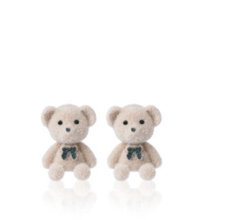 Cute Brown Bear Bunny Flocking Earrings Plush Earrings Women