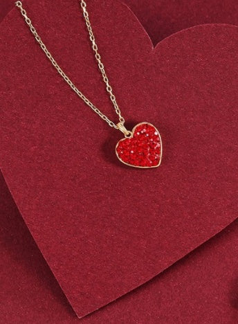 Temperament 925 Silver Diamond Small Red Heart Clavicle Chain