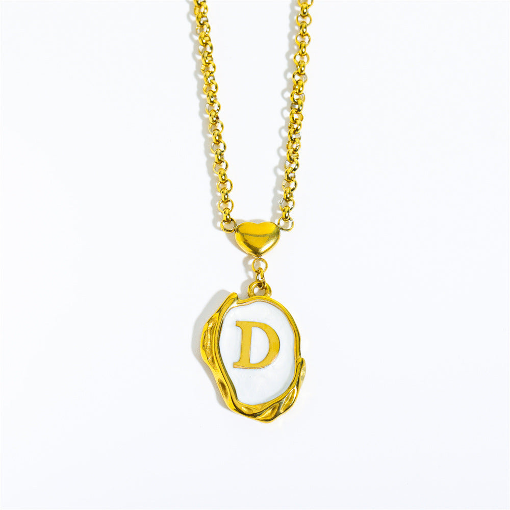 Titanium Steel Letter Drop Oil Three-dimensional Necklace