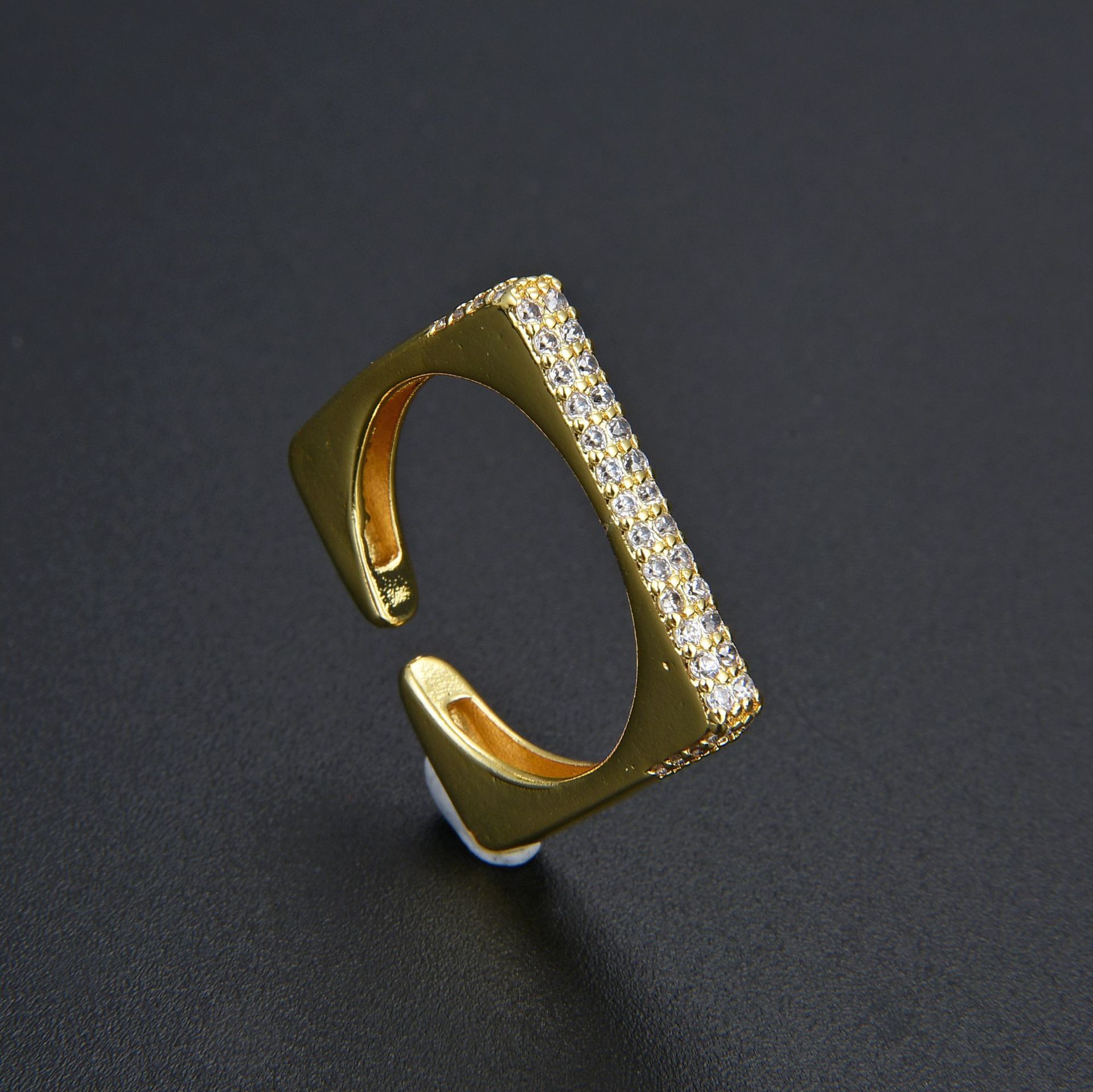 Simple Rhinestone CZ Zircon Square Ring