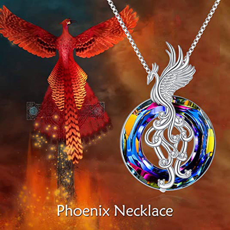 New Firebird Crystal Pendant Necklace Women's Colorful Phoenix Earrings