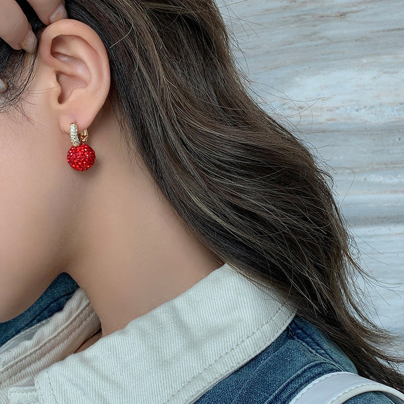 Red Earrings Fashion Stud Earrings Korean Temperament Birth Year Earrings