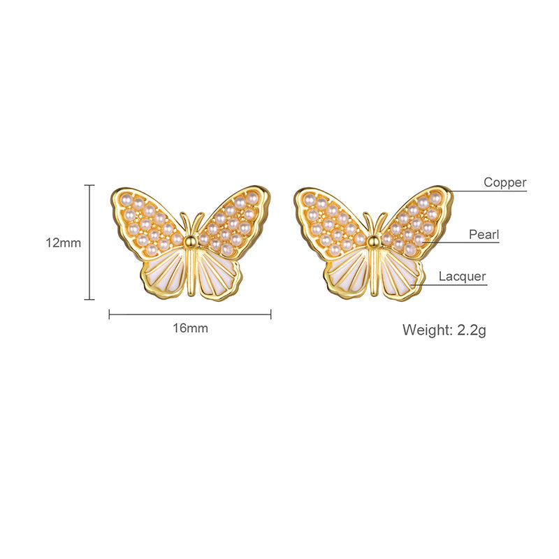 European And American Fashion Earrings Popular Butterfly Pearl Earrings Women