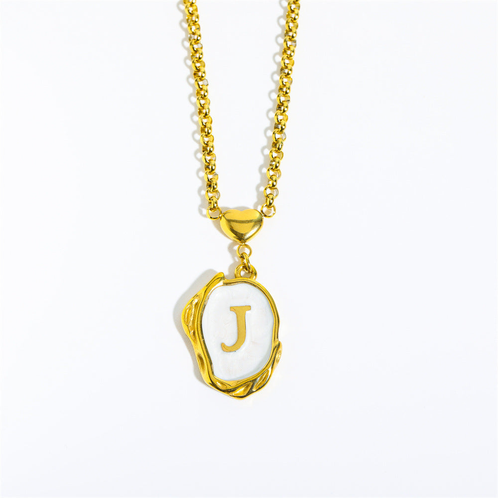 Titanium Steel Letter Drop Oil Three-dimensional Necklace