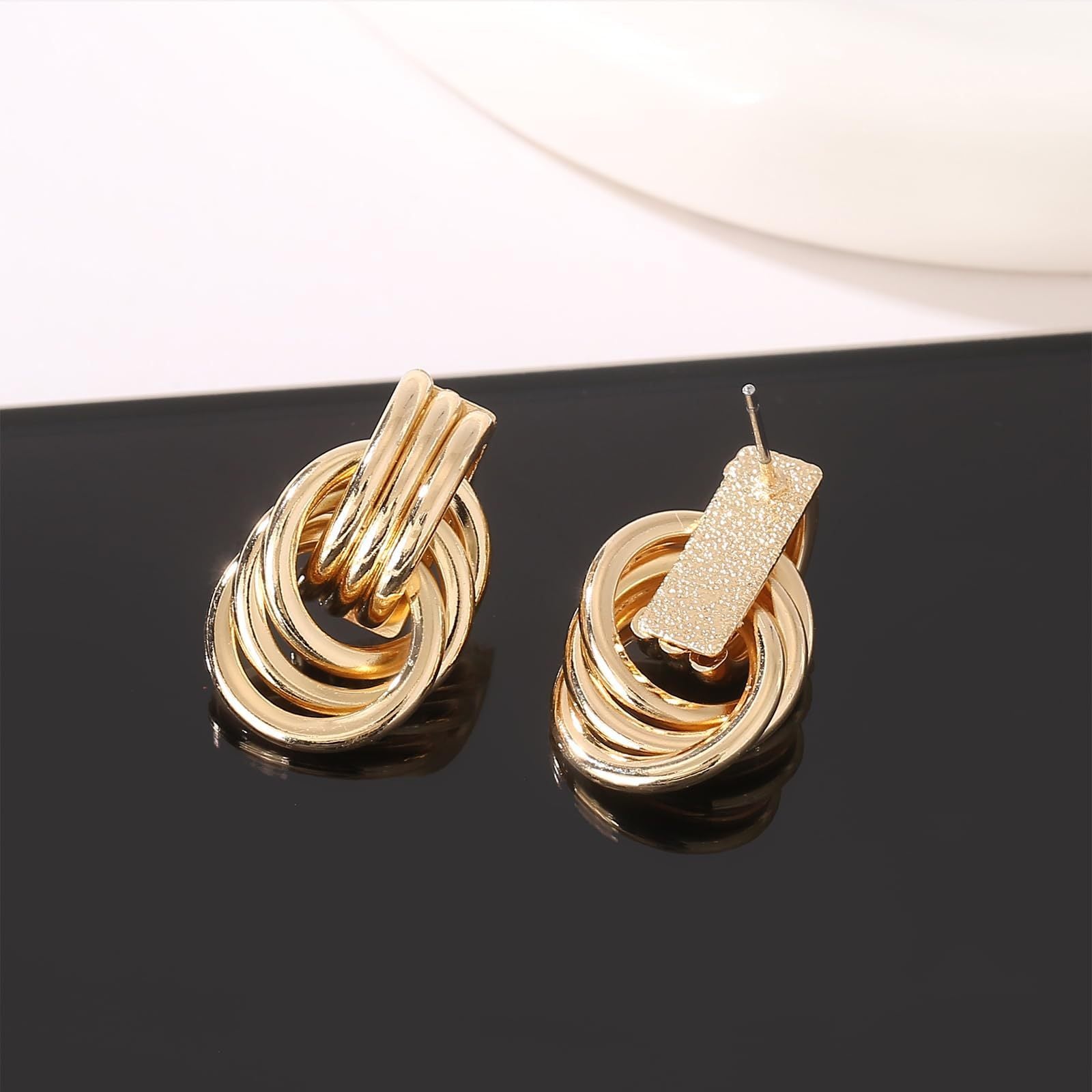 Brass 18K Real Gold Declaration Geometric Earrings