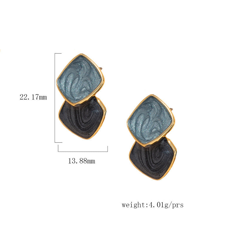 Korean Temperament Simple Stitching Contrast Color Earrings